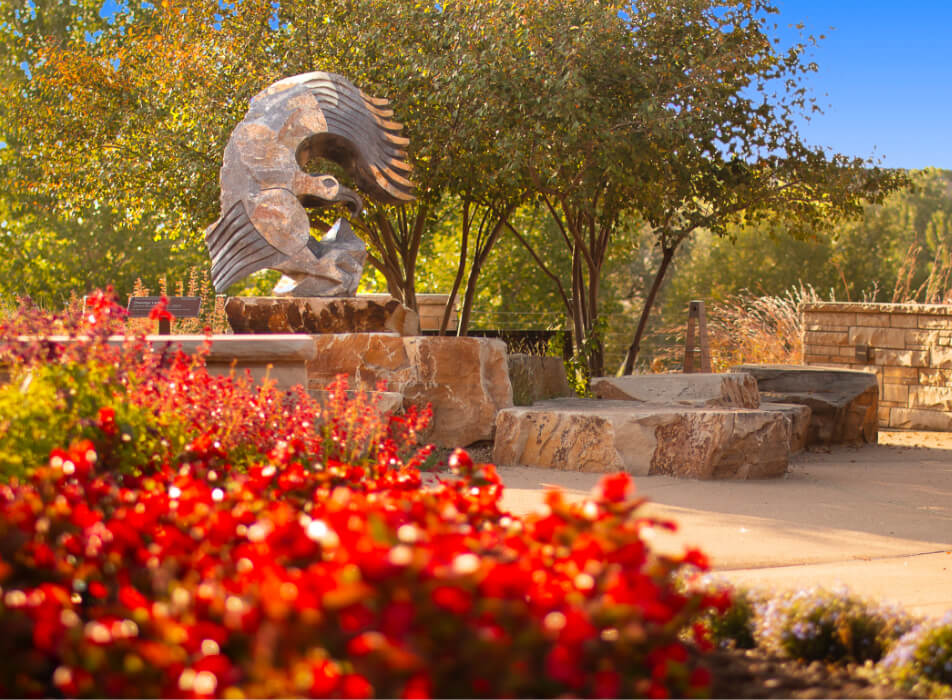 The beautifully designed sculptures at Chapungu Sculpture Park are accented by the colors of nature surrounding it