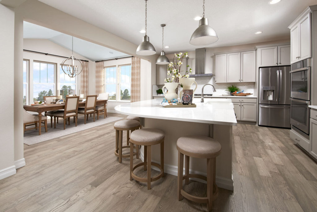 Spacious kitchen island and dining room from Lennar's single-family home collection
