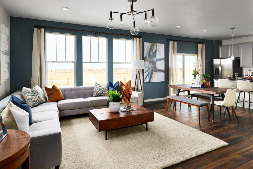 Living room photo of Lennar's single-family home with big windows, coming soon to Kinston