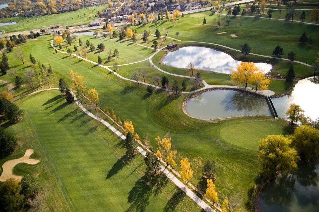Aerial view of a golf course