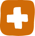 White Red Cross symbol with orange background