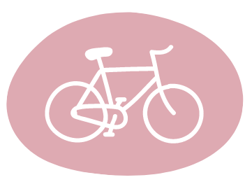 Illustration of white bike on pink background
