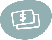 Illustration of dollars with light blue background