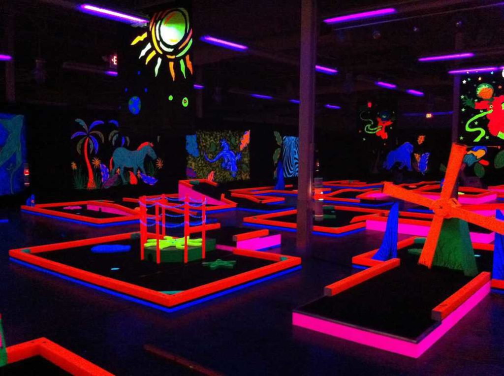 Image of glow-in-the-dark mini golf course