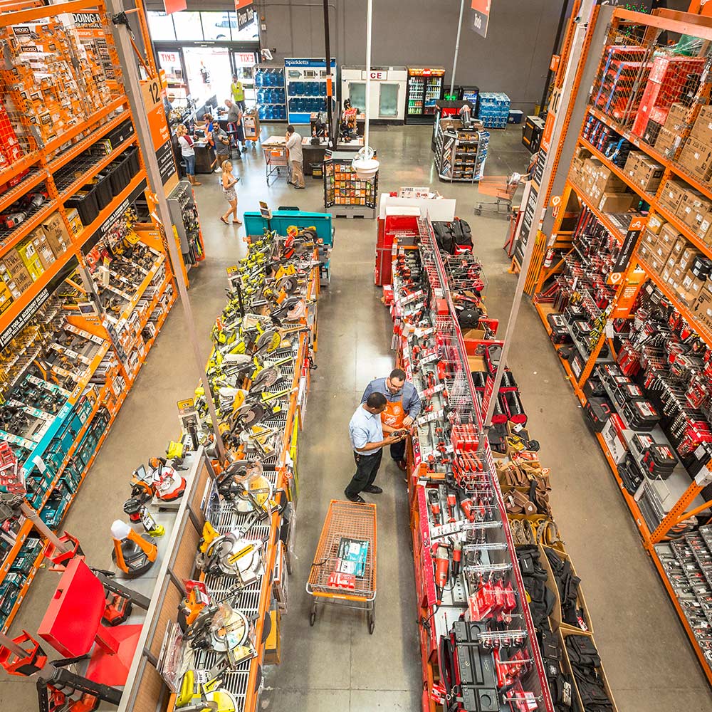 Interior image of a Home Depot store