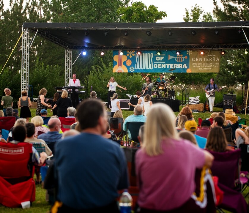 Image of crowd facing the stage at Sounds of Centerra