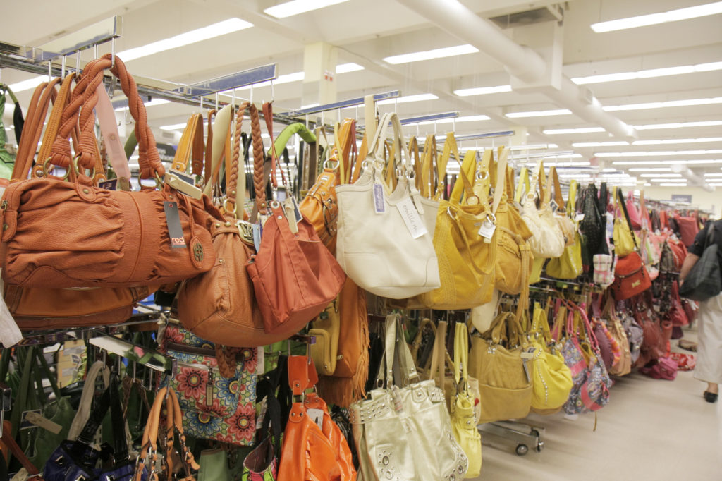 Interior image of a handbag display at Marshalls Department Sotre