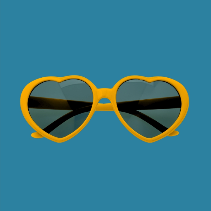 Image of orange heart-shaped sunglasses