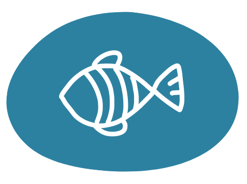A fish icon in a blue circle representing shopping in Loveland, Northern Colorado.