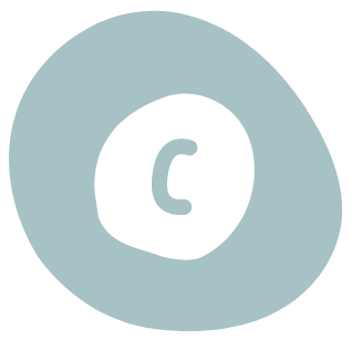 The letter c in a blue circle.