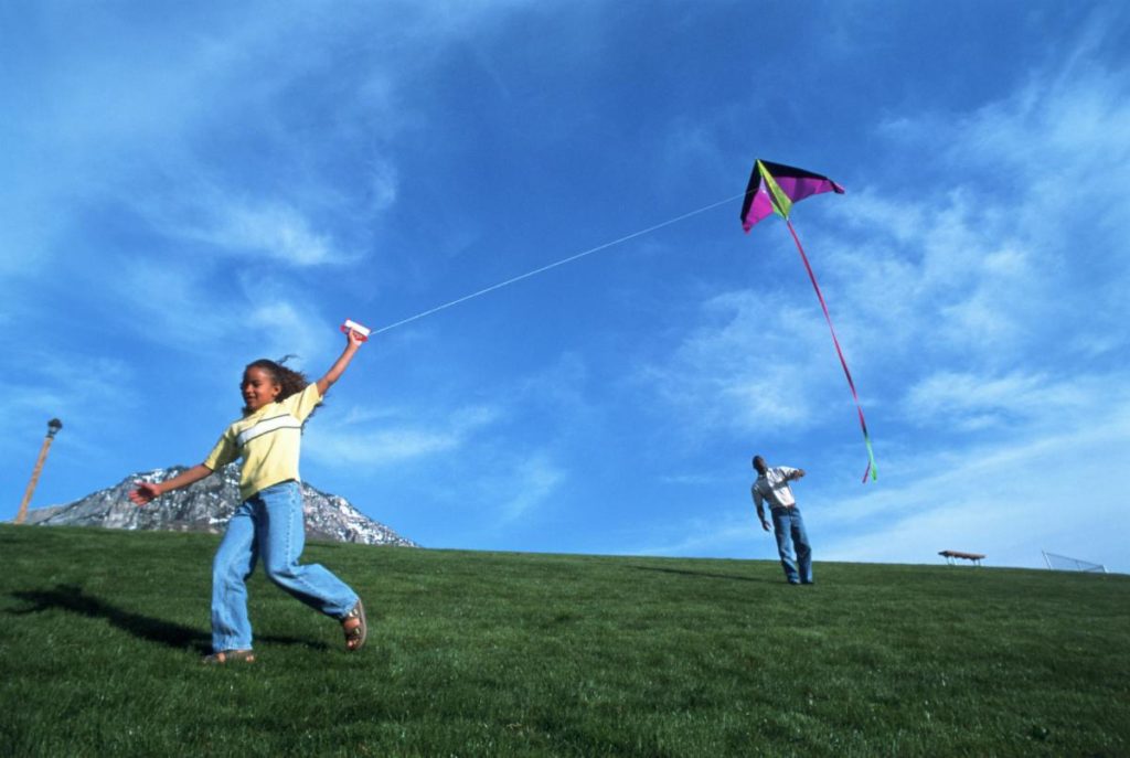 kids flying kites