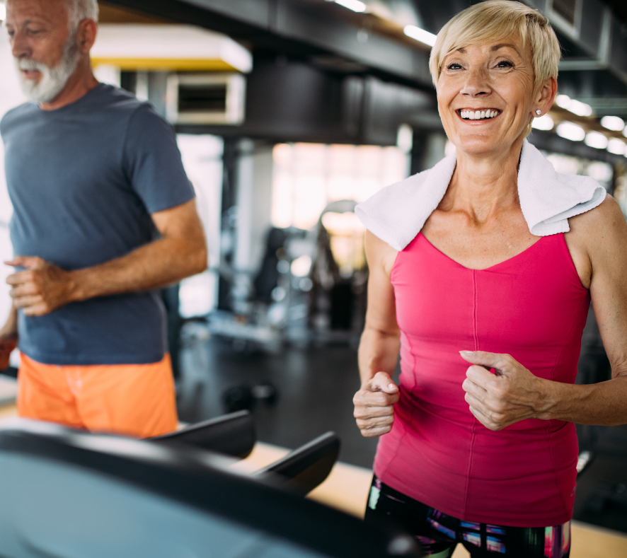 55+ couple working out