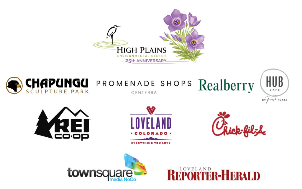 Logos of sponsors, including High Plains Environmental Center, Chapungu, Promenade Shops, Realberry, REI, Loveland Colorado, Chick-fil-A, Townsquare Media, and Reporter-Herald.